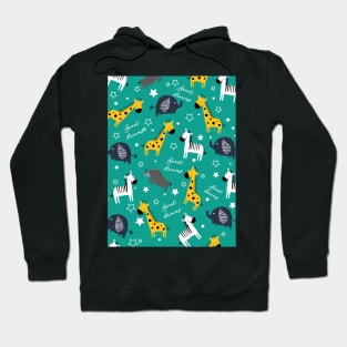 Sweet dreams little one zoo animals cute pattern sea green Hoodie